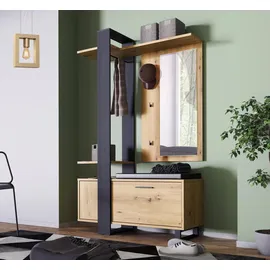 Forte Kompaktgarderobe Maracay 119,8 x 198,2 x 43 cm Artisan Eiche/Schwarz