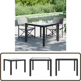 Gartentisch 90x90x75 cm Gehärtetes Glas Poly Rattan Schwarz - Gartentisch - Esstisch - Polyrattan - Gartenmöbel - Balkonmöbel