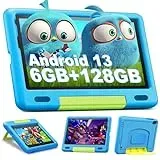 Tablet Kinder Android 13, 6 GB RAM + 128 GB ROM / TF 1 TB, Octa-Core, HD IPS-Display, Tablet 8 Zoll mit Kinder-App, Kindersicherung, Dual-Kamera, WiFi, EVA-Hüllen, Kinder Tablet ab 3 - 12 Jahre, Blau