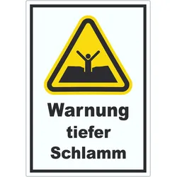 HB-Druck Aufkleber Warnung tiefer Schlamm A6 (105x148mm)