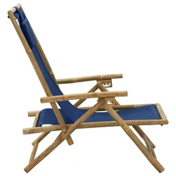 vidaXL Relaxstuhl Verstellbar Marineblau Bambus und Stoff