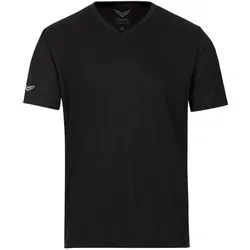 T-Shirt TRIGEMA "TRIGEMA V-Shirt COOLMAX", Damen, Gr. 4XL, schwarz, 100% Polyester (recycelt), sportlich, Kurzarm, Shirts