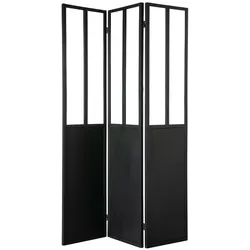 Paravent aus Metall Schwarz und Glas 3 Flügel RACK