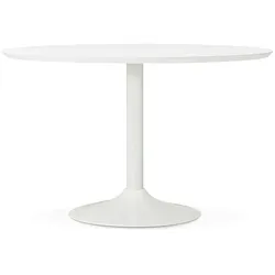 Kadima Design Runder Esstisch, Weiß, Holz & Metall, 120x120x77,5 cm