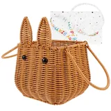 Alipis Osterkorb Mit Griff Geflochtener Hasenkorb Süßer Hase Rattan-Weiden-Geschenkkorb Ernte-Blumenmädchen-Körbe Mit Band Für Süßigkeiten Spielzeug Urlaub Partyzubehör