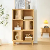 [en.casa] Bücherregal Ypäjä 126 x 76 x 33 cm Beige
