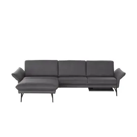 HIMOLLA Eckcouch Leder 2-Sitzer Schwarz