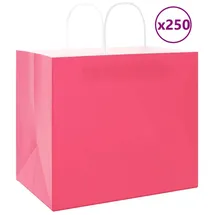 vidaXL Papiertragetaschen 250 Stk. mit Henkeln Rosa 32x22x28 cm