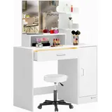 CASARIA Schminktisch Jocelyn Weiß 140x90x40cm inkl Rollhocker