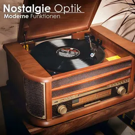 Cyberlux Nostalgie Holz Plattenspieler Braun