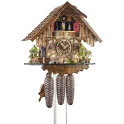 Engstler -Kuckucksuhr 8-Tage Laufwerk mit Musik Schwarzwaldhaus 36cm- 48717/8 MT
