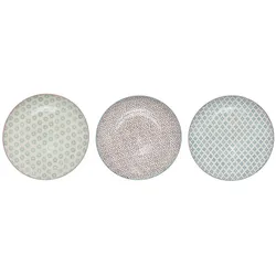 Bloomingville Patrizia Teller, 3er, Steingut, Ø 25 cm, 3 verschiedene Farben