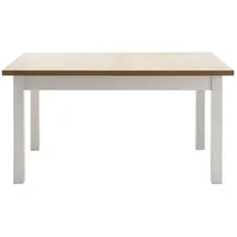 furn.design Esstisch weiß Eiche, hell Landhaus Küchentisch ausziehbar - Weiß/Naturbelassen