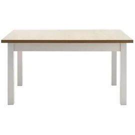 furn.design Esstisch weiß Eiche, hell Landhaus Küchentisch ausziehbar - Weiß/Naturbelassen