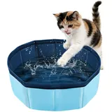 Katzenpool Faltbar Hundepool Klein, Mini Planschbecken für Katzen Pool 30×10cm, Mini Pool für Katzen Hunde Schwimmbecken, Katzenplanschbecken Faltbarer Haustierpool, Welpen Hundeplanschbecken