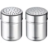 Westmark 2 Gewürzstreuer, grob + fein, mit Frischhaltedeckel, Volumen: ca. 80 – 100 gr, Kunststoff/Rostfreier Edelstahl, Grob, Silber/Transparent, 695222E6