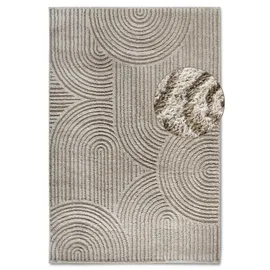 ELLE DECORATION Hochflor Teppich Chappe – Moderner Wohnzimmerteppich, Langflor Shaggy, Modernes Muster, Flauschig Weich Boho für Wohnzimmer, Schlafzimmer – Beige, 80x120cm