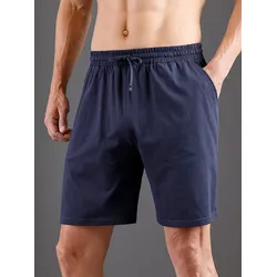 Schlafshorts WÄSCHEPUR, Herren, Gr. 44/46, Normalgrößen, blau (marine), 100% Baumwolle, unifarben, Hosen