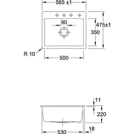 Villeroy & Boch Subway 60 S flat ivory + Handbetätigung