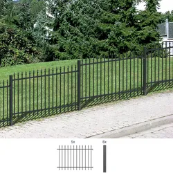 Metallzaun ALBERTS "Chaussee", grau, H:100cm, Aluminium, Zaunelemente, Höhe: 100 und 120 cm, Gesamtlänge: 10 m, zum Einbetonieren