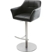 DeLife Barstuhl Yulo-Flex Drehfuß höhenverstellbar Edelstahl Echt-Leder Schwarz