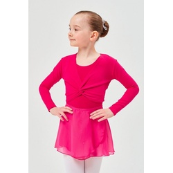 tanzmuster Crop-Top Langarm Ballett Top Mia aus wunderbar weicher Baumwolle Oberteil für Mädchen fürs Kinder Ballett rosa 128/134