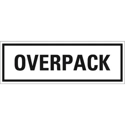 Aufkleber, Verpackungskennzeichen OVERPACK, Haftpapier, permanent, 147x50mm, 500/Rolle