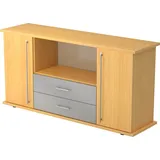Hammerbacher Sideboard SB 2OH 2 Türen, 2 Schübe BxTxH 166,1x44,8x84cm Griff RE Buche/Buche