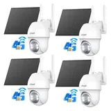 ieGeek Überwachungskamera 4 Stück 4G LTE Überwachungskamera Aussen mit SIM Karte (Aussen, Außenbereich, Wald, Farm, Campingbus, Straße, 3MP Solar PTZ IP Kamera Outdoor mit 100% kabellos Solar Kamera, 2K Farb/IR Nachtsicht 360° PTZ PIR Erkennung 2-Wege-Audio Wasserdicht, Ohne WLAN 4x Digitalzoom Teilen Sie die Ansicht Mehrere Alarme) weiß