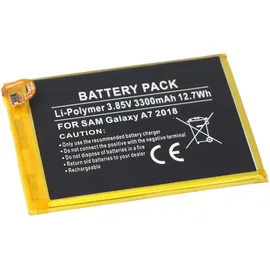 AccuCell Akku passend für Samsung Galaxy A7 2018, Li-Polymer, 3,85V, 3300mAh, 12,7Wh, built-in, ohne Werkzeug