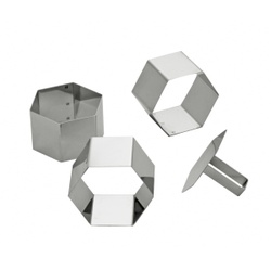 SCHNEIDER Schaumspeiseringe-Set, Sechseck, Dessertform aus hochwertigem Edelstahl, Höhe: 75 mm, 4-teilig (3 Formen + 1 Drücker)