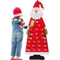 Adventskalender zum Befüllen Kinder, Stoff-Adventskalender, Weihnachtskalender selbst Befüllen Santa, Adventskalender Taschen