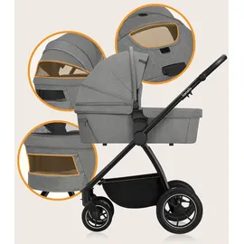 lionelo MERIL 2-in-1 Buggy Kinderwagen 0-48 Monate bis 22 kg, XXL-Babywanne bis 9 kg, große 360°-Geländeräder, Verstellen der Rückenlehne bis zur Liegeposition, Vollfederung, XXL-Verdeck