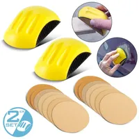 STAHLWERK Handschleifblock 2er Set aus PU-Schaumstoff mit Klett-Schleifmittel