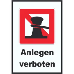 Anlegen verboten Schild A1 Rückseite selbstklebend