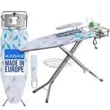 Kadax Bügelbrett mit Steckdose, 130x48cm Dampfbügelbrett Blau