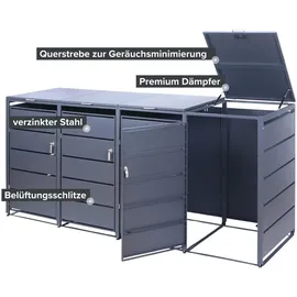 Albatros Mülltonnenbox 4er Tonne 260 x 116 x 80 cm anthrazitgrau
