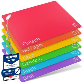 Mainmaison Schneidebretter Schneidematten 6er Set, Schneidebrett, flexibel, spülmaschinenfest, BPA-Frei, groß, rutschfest, lebensmittelecht, Kunststoff, Lebensmittel-Symbole+Schrift, Küche, Extrastark