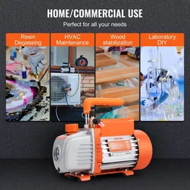 Vevor Vakuumpumpe 150W Unterdruckpumpe 1-stufig Klimaanlage Pumpe 100L/min Durchfluss 1440U/min Drehzahl 0,64/1,27cm SAE Einlass Vakuumgeräte 5Pa Motor aus reinem Kupfer Hvac/auto Kältemittelaufladung