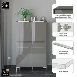 Set One by Musterring Highboard Reno 92 x 42 x 154 cm Grau