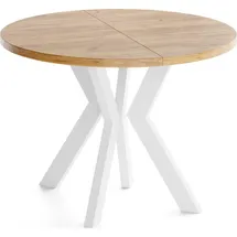 WFL GROUP Runder Ausziehtisch 80-130 x 77 cm Eiche Braun