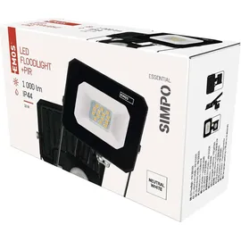 EMOS LED Strahler SIMPO 10 W mit Bewegungsmelder, für Außen, superhell 1000 lm, Neutralweiß 4000 K, Lebensdauer 25000 St., ZS2313 - Schwarz