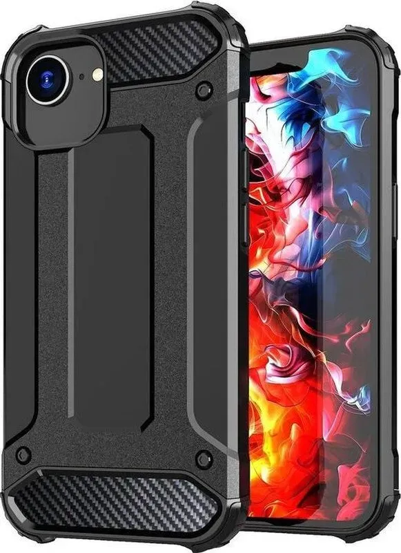 Hurtel Hybrid Armor Hülle für iPhone 16e Einheitsgröße für verbesserten Schutz, Schwarz