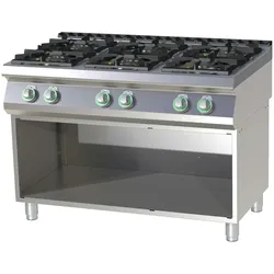 A&S polarny Gas-Kochfeld Standgerät Edelstahl 6 Herdplatten 39kw 1200x730x900mm Pilotflamme