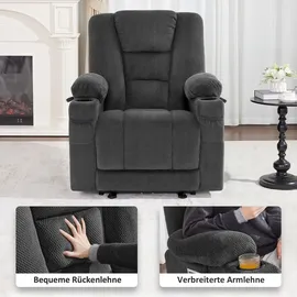 MCombo Relaxsessel 7008 Stoff 90 x 105 x 94 cm Grau mit Liegefunktion und Massage