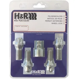 H&R Felgenschloss-Set M12x1,50x28mm Kegelbund - 4 Felgenschloss-Schrauben inkl. Adapter