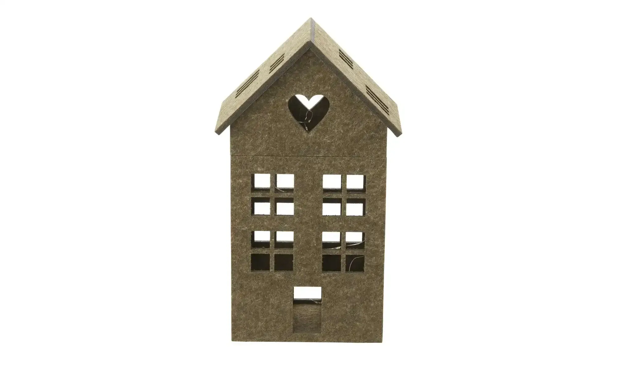 HOME STORY LED Dekohaus   ¦ grün ¦ Filz ¦ Maße (cm): B: 24 H: 40 T: 16.0