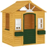aiyaplay Spielhaus mit Tür und Fenster 134,5 x 97 x 150 cm Braun