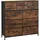 Woltu Kommode mit 10 Schubladen aus Stoff, Sideboard Wohnzimmer, Kommodenschrank Schlafzimmer, Flur Schrank, aus Metallrahmen, industrieller Stil, Vintagebraun Schwarz, SSK009shm