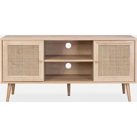 sweeek TV-Möbel mit Rattangeflecht 120 x 39 x 56,5 cm Braun Holz/MDF